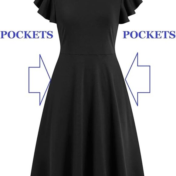 HELYO Women's Semi-Formal Ruffle Sleeves V-Back Cocktail Medium - Picture 7 of 7